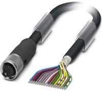 Cable sensor M12, PUR, 17 polos, conector recto, apantallado/flexible. Codificación A, longitud 5,0 metros