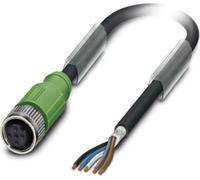 Cable sensor M12, PUR, 5 polos, conector recto, apantallado/flexible. Codificación A, longitud 34,0 metros