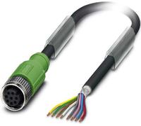 Cable sensor M12, PUR, 8 polos, conector recto, apantallado/flexible. Codificación A, longitud 18,0 metros