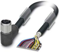 Cable sensor M12, PUR, conector de 17 polos, ángulo recto, apantallado/flexible. Codificación A, longitud de 2,0 metros, color intenso RAL 9005