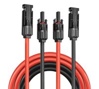 Cable Solar de 4 mm², alargador de 1 m, Resistente a los Rayos UV, TUV, Certificado VDE, con Conectores solares, para instalaciones fotovoltaicas (Rojo/Negro) (4 mm²1 m) (4mm²/1M)