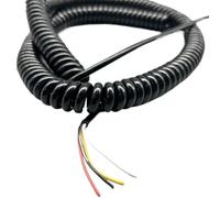 Cable telescópico de muelle， Cable espiral negro de 20 AWG, cable de alimentación resistente al frío con resorte, cable en espiral de 4 hilos(Stretch 3.75 Meters)