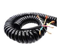 Cable telescópico de resorte de 6 núcleos, en espiral de 24AWG, 0,2 mm², 2,5 m/5 m/7,5 m, de alimentación negra, extensible, 1 unidad (Size: 2.5m, Color: Negro)