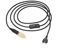 Cable textil LEHA con enchufe e interruptor negro 3 m incl. lámpara LED E14 de