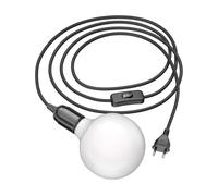 Cable textil LEHA con interruptor de clavija y enchufe E27 negro de 3 m incluido