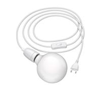 Cable textil LEHA II con interruptor de clavija y toma de porcelana E27 blanco 3