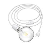Cable textil LEHA II con interruptor de clavija y toma de porcelana E27 blanco 3
