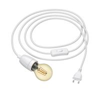 Cable textil LEHA II con interruptor de clavija y toma de porcelana E27 blanco