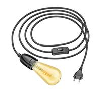 Cable textil LEHA II con interruptor de clavija y toma de porcelana E27 negro 3
