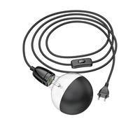 Cable textil LEHA II con interruptor de clavija y toma de porcelana E27 negro 3m
