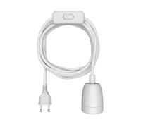 Cable textil LEHA II enchufe interruptor blanco brillante 3 m porcelana zócalo