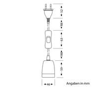 Cable textil LEHA II interruptor de enchufe E27 toma de porcelana negro 3 m