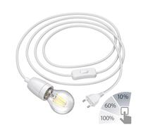 Cable textil LEHA II interruptor E27 casquillo porcelana blanco 3 m + lámpara
