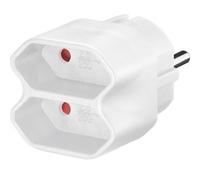 CABLEPELADO Adaptador Doble de Enchufes Europeo | Divisor de Toma de Corriente | Conector Europeo | Tipo F CEE 7/7 | 250 V AC 50 Hz | Corriente Salida 2.5 A | Potencia Salida 1100 W | PVC | Blanco Whi