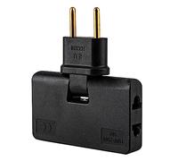 CABLEPELADO Adaptador Enchufe Plano de Toma de Pared, Enchufe Múltiple Giratorio 180º, 3 Salidas, Toma Tierra 10A, Negro