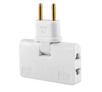 CABLEPELADO Adaptador Enchufe Plano de Toma de Pared Múltiple Con 3 Salidas, Giratorio 180º, 250 V Toma Tierra 10A, Blanco