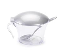 CABLEPELADO Azucarero de plástico | Recipiente para Azúcar | Tapadera y Cuchara para servir | Capacidad: 320 ml | Libre de BPA | Plástico | Apto como azucarero y salero | Gris Gray
