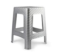 CABLEPELADO Banqueta Multiusos de Rattán, Apilable, Imitación de Mimbre, 45 cm Altura x 33 cm Ancho, Gris