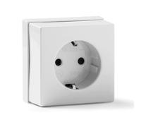 CABLEPELADO Base Enchufe Superficie | Enchufe con TT | Toma de Corriente Superficie | Base Enchufe Bipolar | 55 x 55 mm | Porta contactos en Porcelana | Protección Infantil | 16A | 250V | Blanco White