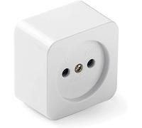 CABLEPELADO Base enchufe superficie | Enchufe sin TT | Toma de corriente superficie | Base enchufe bipolar | 55 x 55 mm | Porta contactos en porcelana | Protección infantil | 16A | 250V | Blanco