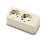 CABLEPELADO Base Rectangular de 2 Tomas con TT Lateral | sin Cable | Resistencia al Impacto: IK07 | 16A 250V | Policarbonato | 115 mm Largo x 55 mm Ancho x 45 mm Fondo | Beige | 2 Tomas