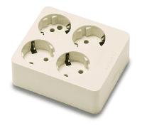 CABLEPELADO Base Rectangular de 4 Tomas con TT Lateral | sin Cable | Resistencia al Impacto: IK07 | 16A 250V | Policarbonato | 114 mm Largo x 100 mm Ancho x 45 mm Fondo | Beige | 4 Tomas Beige