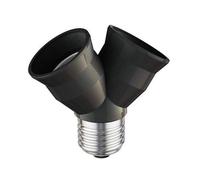 CABLEPELADO Casquillo de bombilla divisor E27 | Casquillo para lámparas doble | Divisor de bombillas LED | Carga máxima por casquillo: 15 W |2 Bombillas en 1 | Negro