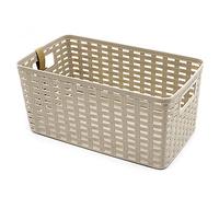 CABLEPELADO Cesta de Almacenamiento Organizador, Cesta de Almacenaje Multiuso, Caja Organizadora, Cesta de baño, 38 cm largo x 19 cm alto x 28 cm fondo, Capacidad 18 litros, Rattan, Beige