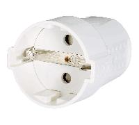 CABLEPELADO Clavija Enchufe schuko Recto | Clavija de Contacto de Puesta a Tierra con Alivio de tensión | Salida Cable Trasera | 16A | 250V | IP20 | 3,7kW | Hembra | Blanco White