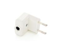 CABLEPELADO Clavija Enchufe trasmueble acodado | Clavija Bipolar Angular | Salida Cable Lateral | 10A | 250V | IP20 | 3,7kW | Macho | Blanco White