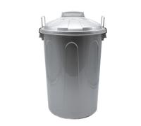CABLEPELADO Cubo de Basura con tapa, Cubo basura Industrial, Cubo basura Plástico con asas metálicas, Contenedor residuos, 78 cm alto x 48.5 cm Diámetro superior, Capacidad 100 Litros, Gris Gray