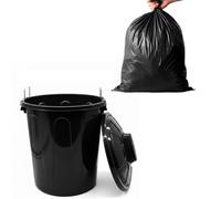 CABLEPELADO Cubo de Basura con tapa, Cubo basura Industrial, Cubo basura Plástico con asas metálicas, Contenedor residuos, 55 cm alto x 44 cm Diámetro superior, Capacidad 51 Litros, Negro