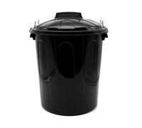 CABLEPELADO Cubo de Basura con tapa, Cubo basura Industrial, Cubo basura Plástico con asas metálicas, Contenedor residuos, 78 cm alto x 48.5 cm Diámetro superior, Capacidad 100 Litros, Negro Black