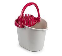 CABLEPELADO Cubo Fregona Escurrefacil, Cubo para Fregar, Cubo de Limpieza, 31,5 cm Altura x 29 cm Fondo, Cubo escurridor, Capacidad de 14 litros, Plástico PP5, Fabricado en España, Blanco y Rojo