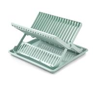 CABLEPELADO Escurreplatos Plegable de plástico con Bandeja, Secaplatos de plástico con Bandeja, Soporte para Platos Plegable, 37 cm de Largo, 33 cm de Fondo y 21 cm de Alto, Verde