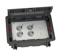 CABLEPELADO Kit puesto trabajo suelo empotrar | Módulo Doble Schuko Embornado Por Corte-Rápido Con LED, Módulo Doble Schuko Embornado Por Corte-Rápido Con LED, 1 Placa Datos Para 2 Conectores