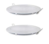 CABLEPELADO Pack 2 Downlight LED 18W redondo | extraplano para empotrar | Aro blanco aluminio | Medida 225mm | Luz Cálida 3200 k | 1600 Lumens | 2 unidades | Clase