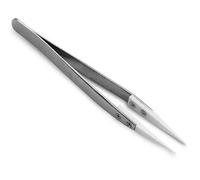 CABLEPELADO Pinzas para soldadura con punta cerámica | Punta de 0,5 mm zirconia | Punta cerámica | No son Magnéticas | Resistentes al calor 1000 ºC | Pinza acero inox | Punta recta puntiaguda Gray
