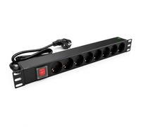 CABLEPELADO Regleta de 8 enchufes Rack, Regleta para Armario Rack, Base múltiple PDU para Armario Rack, Tomas de Enchufe schuko para Armario Rack, Apto para Armario de 19 Pulgadas, hasta 3500W
