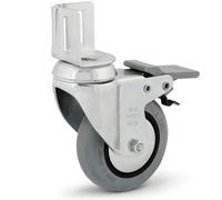 CABLEPELADO Rueda pivotante con pletina angular y freno | Ruedas de goma gris inyectada | No ralla el suelo | Silenciosa y no deja huella | Aptas para soportar cargas hasta 70 Kg | Diámetro 60 mm