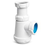 CABLEPELADO - Sifón Botella Corto para Bidet o Lavabo | Válvula de Desagüe Compacta de 1 1/2" | Material Plástico Resistente | Conector Tipo Codo y Rosca NPT | 7,6 x 10 x 16 cm | Blanco