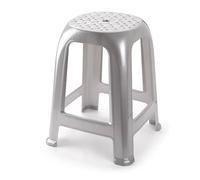 CABLEPELADO Taburete de Plástico PVC Multiusos, Banqueta Apilable y Alto, Soporta hasta 150Kg, 46 cm Altura x 36 cm Ancho, Gris