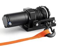 Cabrestante eléctrico de 1134 kg, para vehículos todo terreno (ATV/UTV) con alimentación de 12V DC, con cuerda sintética de 4,8 mm x 12 m y control remoto con cable. Grado de protección IP55 (resisten