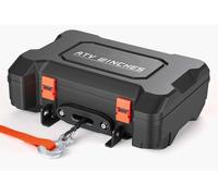 Cabrestante portátil, eléctrico de 12V DC, con capacidad de 2041 kg y cuerda sintética, con mandos inalámbricos y con cable, kit de recuperación tipo caja que incluye guía de cuerda, gancho con pasado