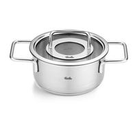 Cacerola alta PURE 16 cm, con tapa para cazo de cristal, plateado, acero inoxidable, Fissler