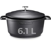 Cacerola antiadherente de 28 cm y 6 litros, de alta calidad, con tapa. Versátil, apta para horno y cocina. Duradera, compatible con inducción, color mate
