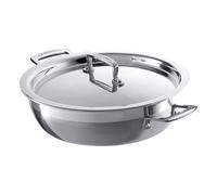 LE CREUSET 3-Ply Cacerola Baja sin Tapa, diámetro 24 cm, Acero Inoxidable, para Todo Tipo de Fuentes de Calor (Incluso inducción) y Horno, metálico, 96203924001000