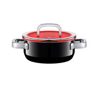 Cacerola Baja FusionTec de WMF 2,4 L - Hecha de Hierro Fundido con Acabado Negro, Tapa de Vidrio Funcional, Ideal para Guisos, Asados y Salteados