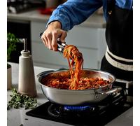 Cacerola Baja Le Creuset 30 cm 3-Ply de Acero Inoxidable con Tapa, Capacidad 4.8 L, Compatible con Todas las Cocinas