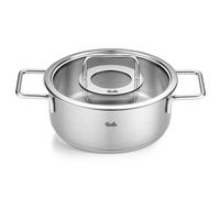 Cacerola baja PURE 20 cm, con tapa para cazo de cristal, plateado, acero inoxidable, Fissler